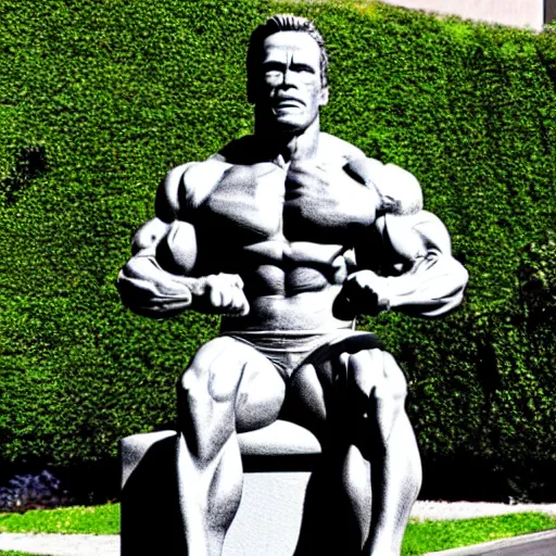 Image similar to a photo of a statue of arnold schwarzenegger made out of schwarzwalder kirschtorte