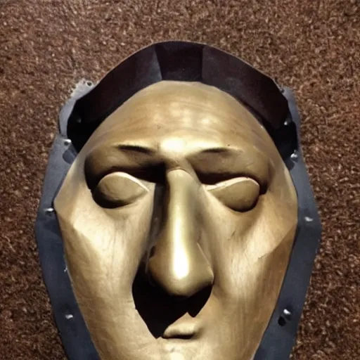 Image similar to cardboard mold mask of Christopher Columbus in color