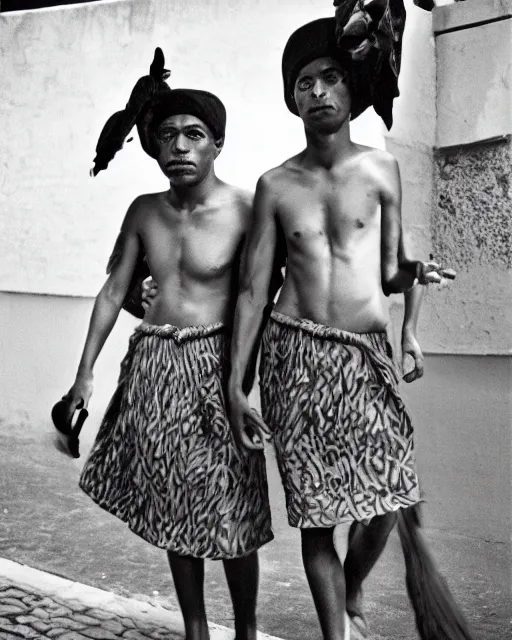 Prompt: Award winning reportage photo of Monegasque Natives wearing traditional garb by Garry Winogrand and Dian Arbus, 85mm ND 5, perfect lighting, gelatin silver process