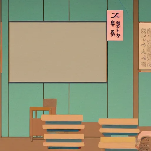 Prompt: japanese classroom background, the visual novel artstyle