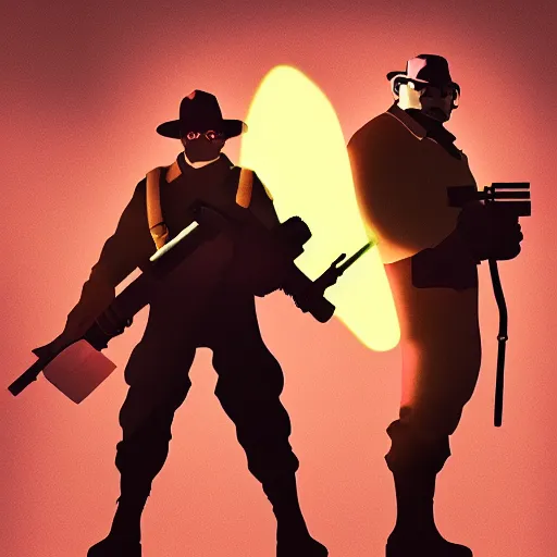 Image similar to a poster art in the style of team fortress 2 dramatic lighting.