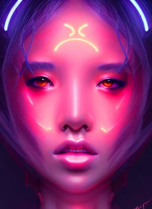 Prompt: portrait of female asian humanoid, intricate, elegant, cyber neon lights, highly detailed, digital photography, artstation, glamor pose, concept art, smooth, sharp focus, art by artgerm and greg rutkowski