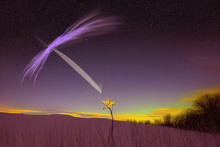 Image similar to a shooting star alone in the sky of an unknown universe in the style of phil koch