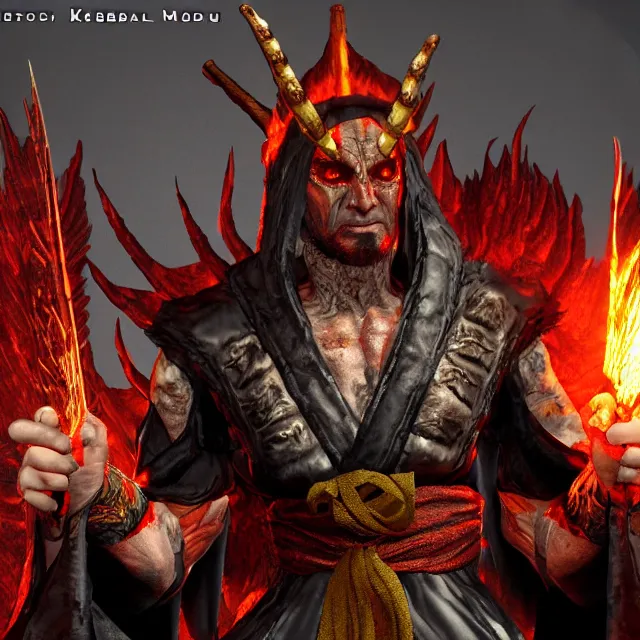 Image similar to biblical satan in mortal kombat, videogame 3d render, 4k, artstation