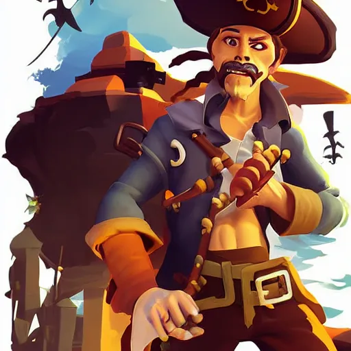 Image similar to painting jack the pirate on sea of thieves game avatar hero smooth face median photoshop filter cutout vector behance hd by jesper ejsing, by rhads, makoto shinkai and lois van baarle, ilya kuvshinov, rossdraws, illustration, art by ilya kuvshinov and gustav klimt