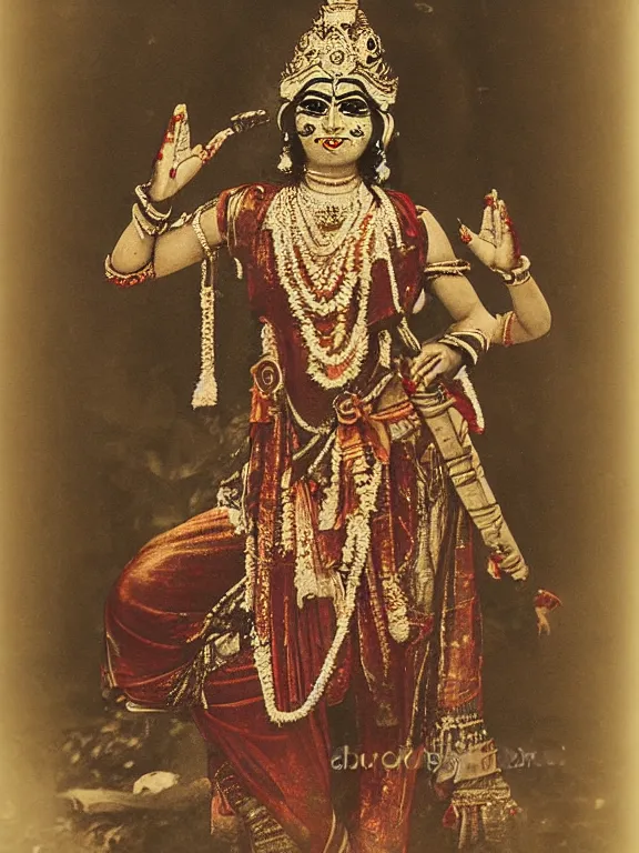 Image similar to portrait of Hindu Goddess Kali, ww1 photo, grainy, high detail, high resolution,