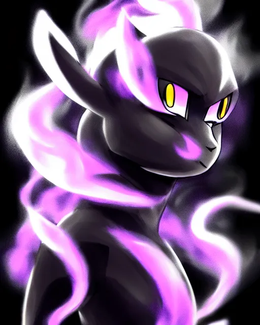 Prompt: black crimson ink smoke portrait of mew pokemon, artgerm, wlop, artstation, ultrarealistic high detail 8 k photo