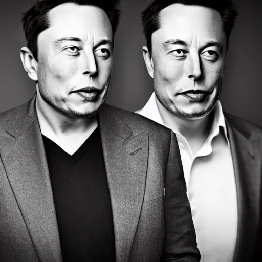 Image similar to terrified elon musk, big head, award winning portrait photography