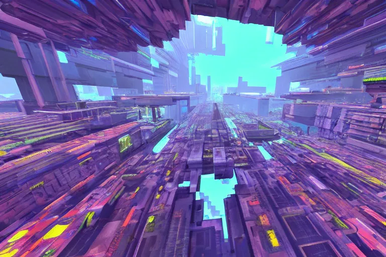 Prompt: hyper cyber world texture realm scape