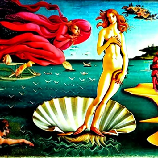 Prompt: the The Birth of Venus by Sandro Botticelli featuring Deadpool