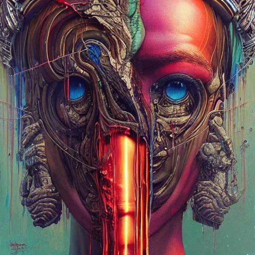 Image similar to olympian god, melting, 8 k, by tristan eaton, stanley artgermm, tom bagshaw, greg rutkowski, carne griffiths, ayami kojima, beksinski, giger, trending on deviantart, face enhance, hyper detailed, minimalist, cybernetic, android, blade runner, full of colour