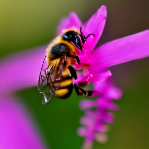 Image similar to macro photo, 4k, insect, bee, cinematic lightning, realistic, beautiful, detailed