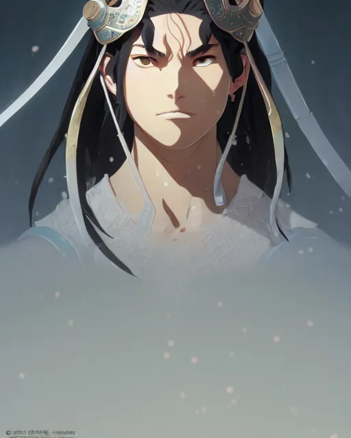 Prompt: azctec warrior, cersie, detailed perfect face, exquisite details, fire magic, mid view, design on a white background, by studio muti, greg rutkowski makoto shinkai takashi takeuchi studio ghibli