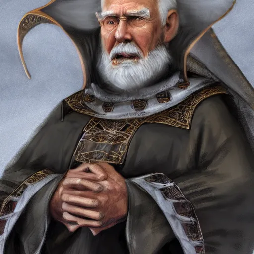 Image similar to concept art, portrait, friendly 70 years old men, humpback, grandparent, mage, medieval clothes, high detail, digital art