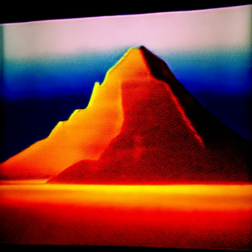 Image similar to a mountain made out of computer screens that display bitcoin logos, cinematic, post apocalyptic landscape, harsh contrast lighting, in the style of photorealism, made by richard estes robert cottingham gerhard richter robert longo ellen altfest