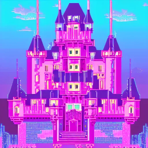 Image similar to Retrowave castle