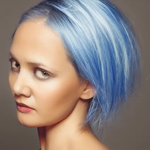 Image similar to intricate portrait, pure skin, short blue hair