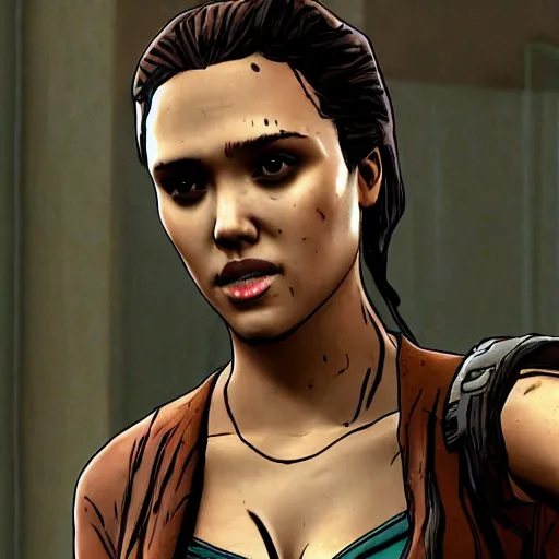 Image similar to jessica alba walking dead telltale, 4 k full hd,