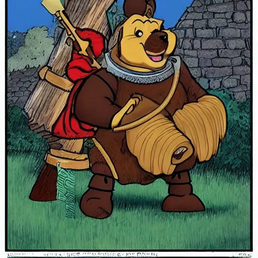 Image similar to winnie the poo as a medieval knight