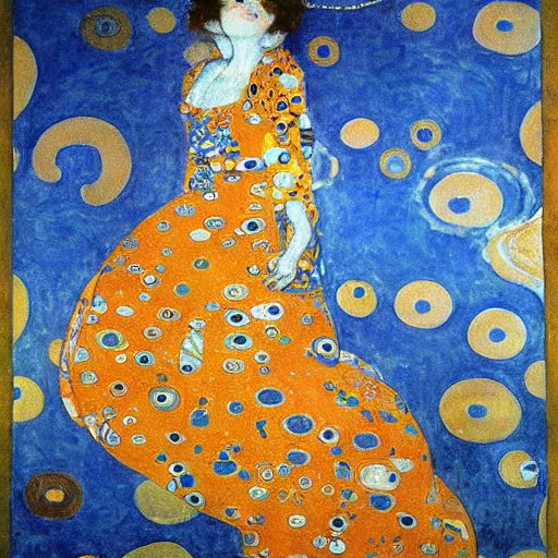 Prompt: blue sky, white clouds orange sun, music notation, gustav klimt, john singer sargent, watercolor painting