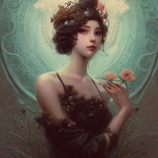 Image similar to aerith gainsborough, intricate, elegant, highly detailed, smooth, sharp focus, award - winning, masterpiece, in the style of tom bagshaw, cedric peyravernay, peter mohrbacher, victo ngai, pinterest, 4 k hd illustrative wallpaper, chinese style