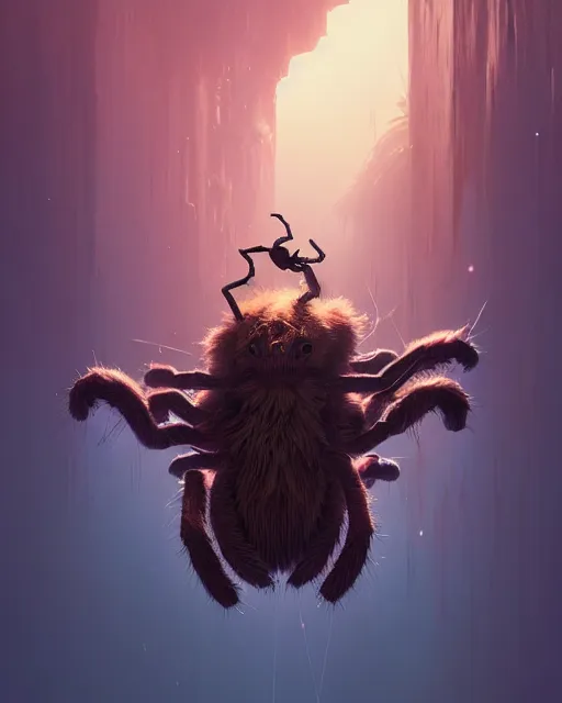 Image similar to highly detailed surreal vfx portrait of a nowpunk spider kangaroo hybrid, stephen bliss, unreal engine, greg rutkowski, loish, rhads, beeple, makoto shinkai and lois van baarle, ilya kuvshinov, rossdraws, tom bagshaw, alphonse mucha, global illumination, detailed and intricate environment