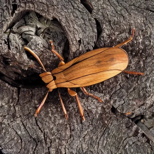 Prompt: wooden log shaped like a bug