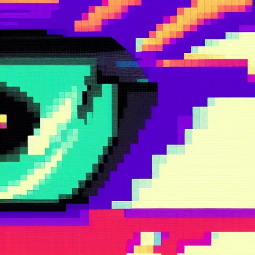 Image similar to a detailed picture of an eye, pixel art, 8 bit