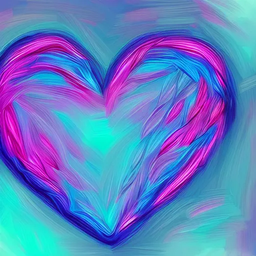 Image similar to a heart made of blue pink and purple in a digital art style, trending on art station, brush strokes, medium tones