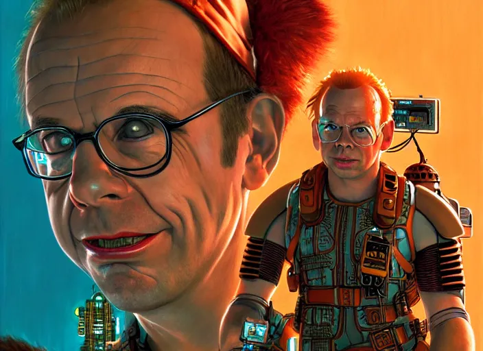 Prompt: rick moranis in the fifth element, far future, highly detailed, trending on artstation, intricate, cinematic composition, by rutkowski