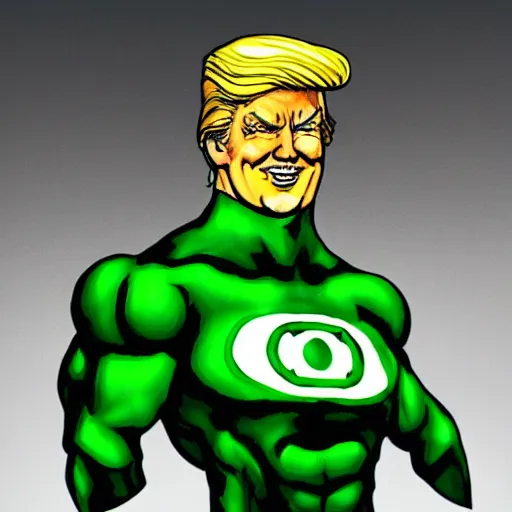 Prompt: Donald Trump as green lantern, concept art