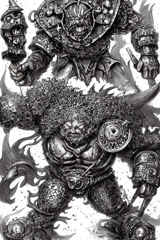 Image similar to chaos dwarf, fantasy, warhammer, highly detailed, digital art, sharp focus, trending on art station, kentaro miura manga art style