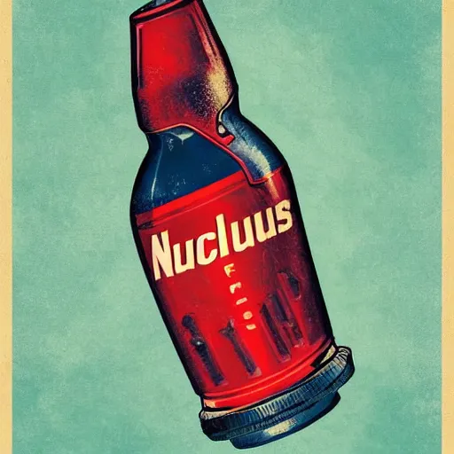 Prompt: fallout 4 advertisement poster of nuka cola, astonishing detail, smooth lines