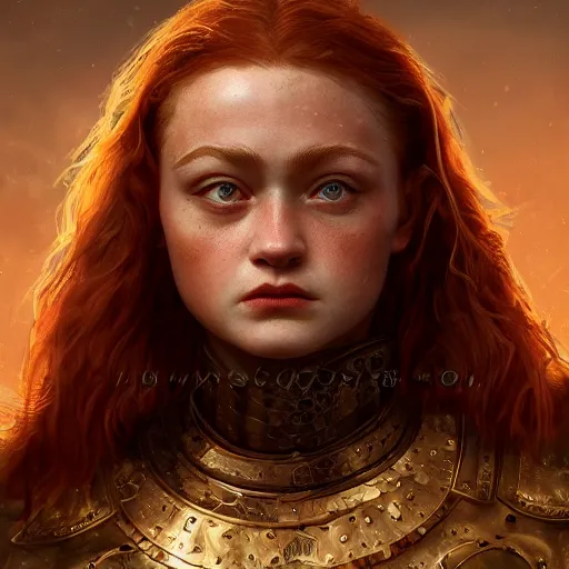 Prompt: sadie sink proud muscular female turkish warrior, portrait by Cedric Peyravernay, highly detailed, excellent composition, cinematic concept art, dramatic lighting, trending on ArtStation