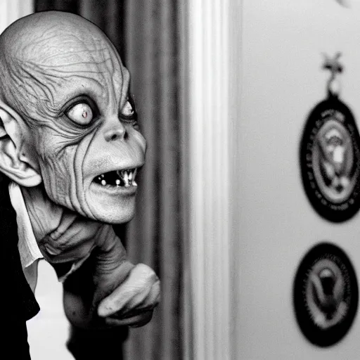 Image similar to gollum in the white house, photo by reuters