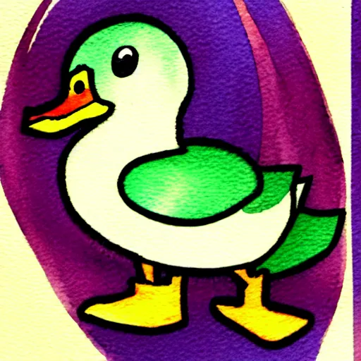 Image similar to duck anime illustration watercolors, style of ken sugimori