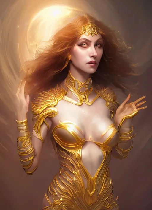 Image similar to clear portrait of a pale attractive women made of gold and moonstone, background hyper detailed, character concept, full body, dynamic pose, glowing lights intricate, elegant, highly detailed, digital painting, artstation, concept art, sharp focus, illustration, qwek dom