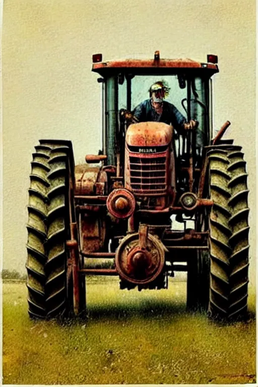 Image similar to ( ( ( ( ( farm tractor. muted colors. ) ) ) ) ) by jean - baptiste monge!!!!!!!!!!!!!!!!!!!!!!!!!!!
