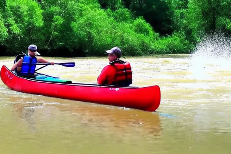 Image similar to youtube thumbnail of people canoing down a river