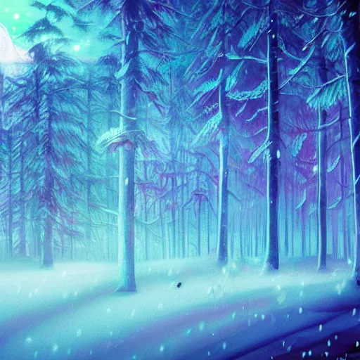 Image similar to a snow forest, epic retrowave art, trending on art station