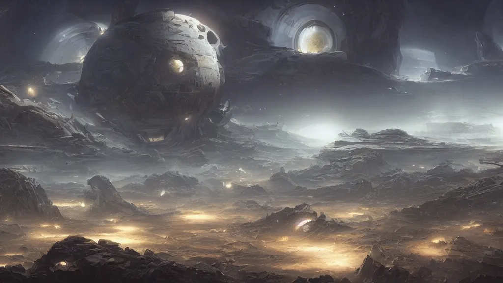 Image similar to strange atmospheric alien planet, an empire in upheaval by yoann lossel and stephan martiniere, cinematic matte painting