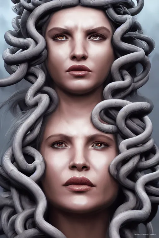 Image similar to a detailed matte portrait of medusa mother of the gorgons, trending on artstation, photorealistic, cgi, 8 k