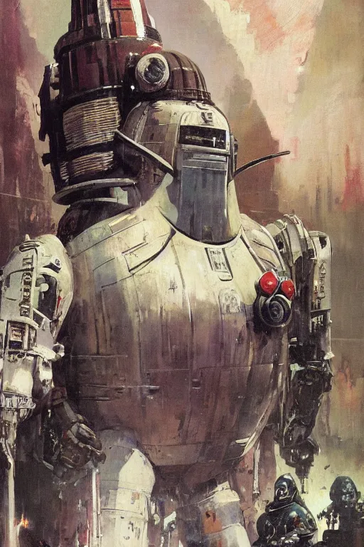 Image similar to pulp scifi fantasy illustration full body portrait of robby the robot, by norman rockwell, jack kirby, bergey, craig mullins, ruan jia, jeremy mann, tom lovell, forbidden planet, monster from the id, 1 9 5 6 movie