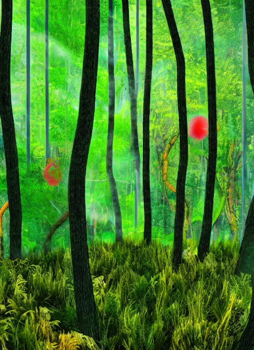 Image similar to lush forest, high detail, 4 k, dadaism style