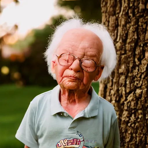 Image similar to dslr photo portrait still of 8 0 year old homer simpson at age 5!!!, 8 5 mm f 1. 8