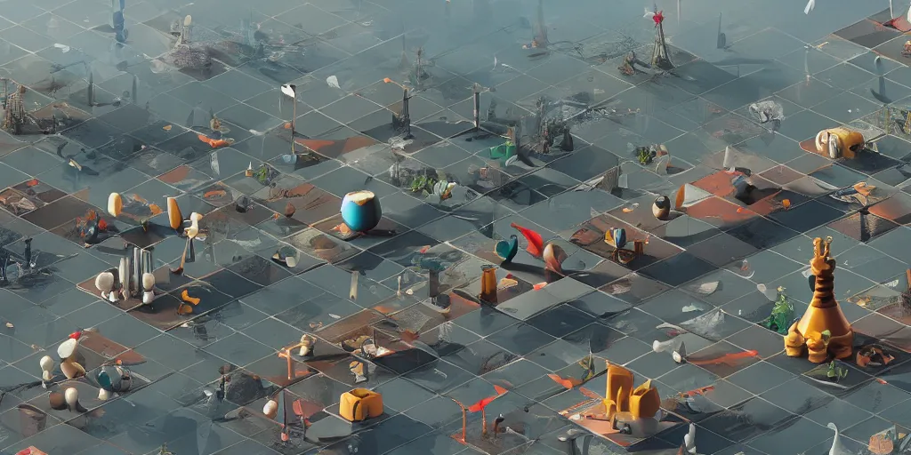 Image similar to chess by Goro Fujita and Simon Stalenhag , 8k, trending on artstation, hyper detailed, cinematic