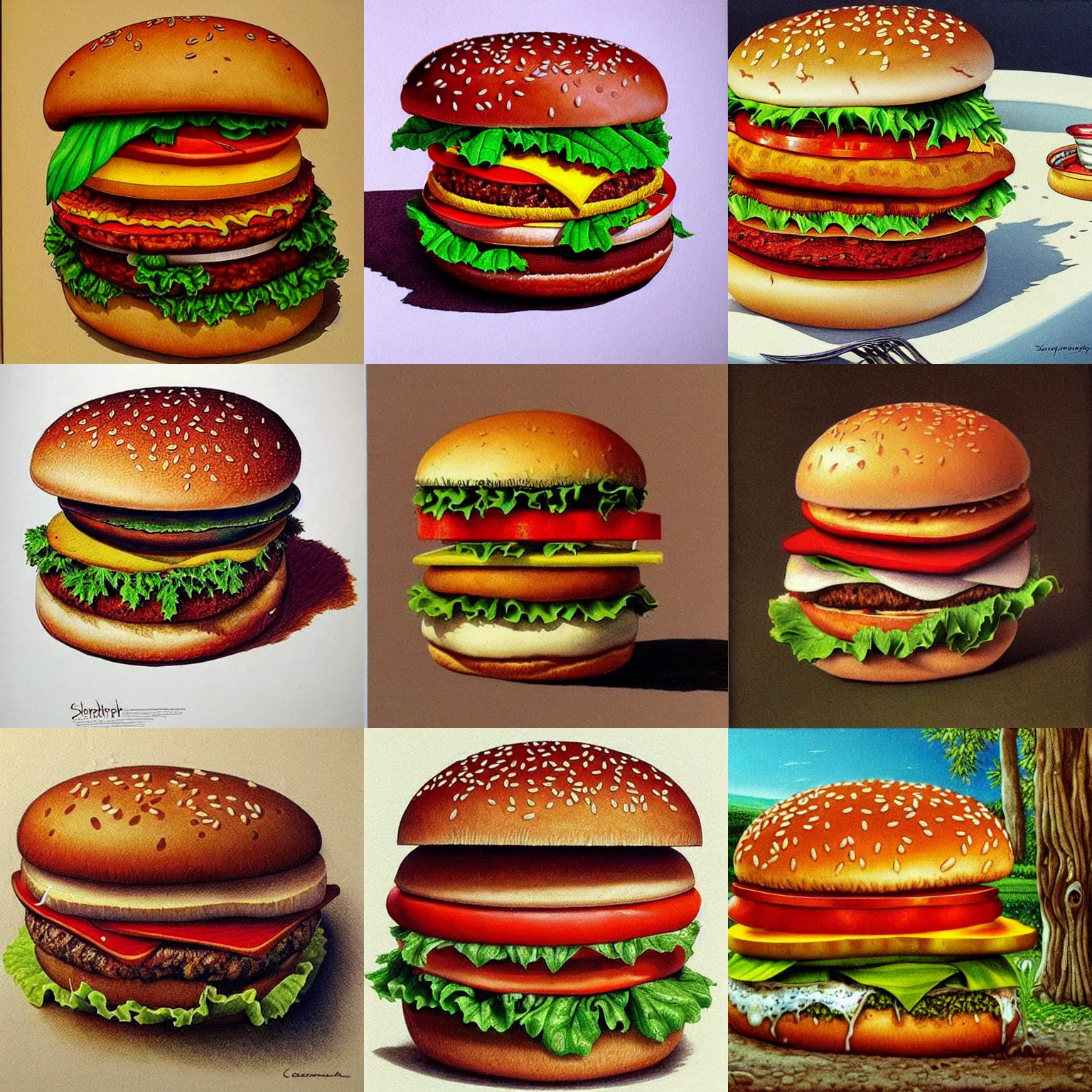 Prompt: hamburger by codex seraphinianus, trending on artstation, favorites on deviantart, high quality art. artwork masterpieces, award winning