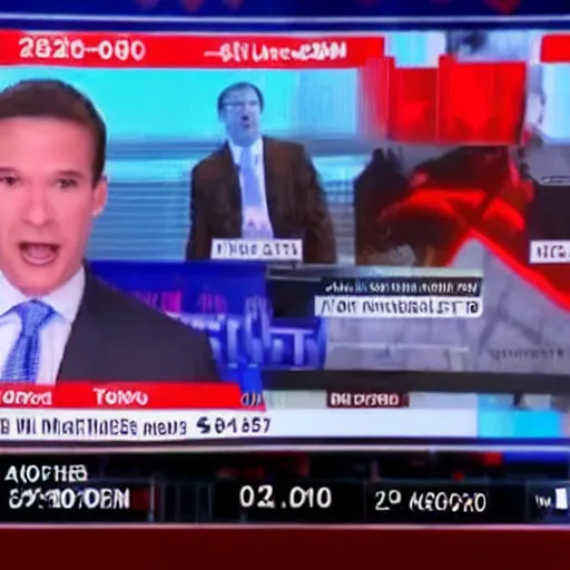 Image similar to a cnn anchor announcing the end of the world on live tv