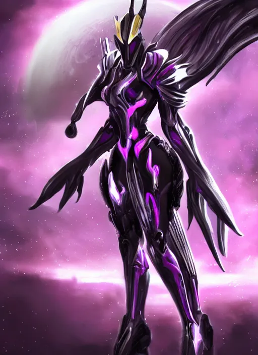 Image similar to cinematic goddess close shot, galactic sized proportional stunning beautiful hot female warframe, sleek mecha female dragon head, metal ears, led purple eyes, smooth fuschia skin, smooth silver armor, floating in space, holding a galaxy, epic proportions, epic size, epic scale, furry art, dragon art, giantess art, warframe fanart, furaffinity, octane