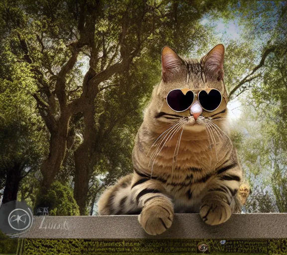 Prompt: award winning 5 5 mm portrait photo of an admiral cat in full military outfit and aviators, in a park by luis royo. soft light. sony a 7 r iv
